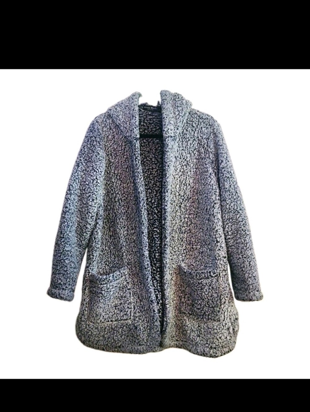 Knapp Studio Cozy Teddy Jacket Marled Gray & Black Size 2X Like New